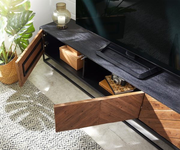 TV stolík Famke 175 cm mango teak 3 dvierka - Image 5