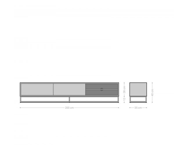 TV stolík Famke 200 cm mango teak 2 dvierka 2 priehradky - Image 9