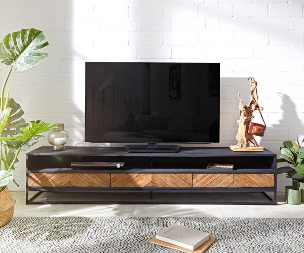 TV stolík Famke 200 cm mango teak 2 priehradky 3 zásuvky - Image 2
