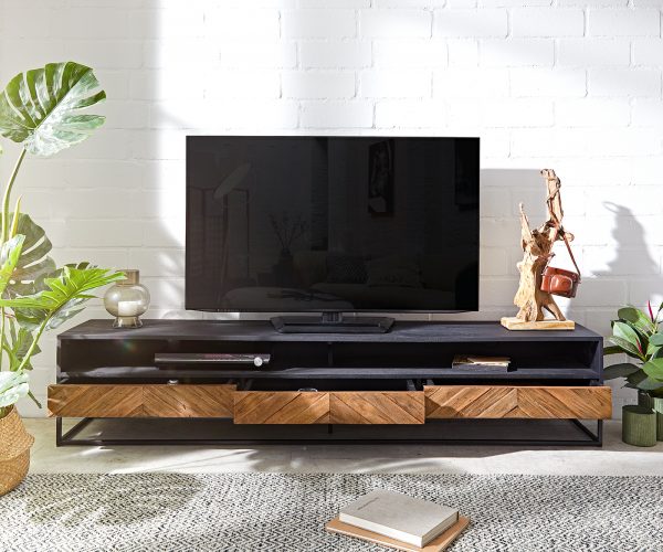 TV stolík Famke 200 cm mango teak 2 priehradky 3 zásuvky - Image 4