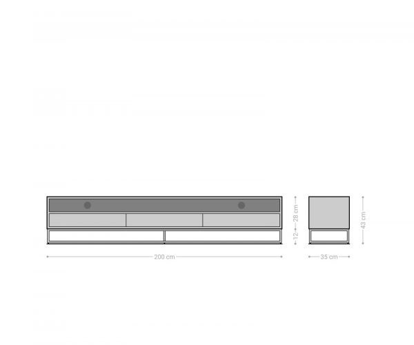 TV stolík Famke 200 cm mango teak 2 priehradky 3 zásuvky - Image 8