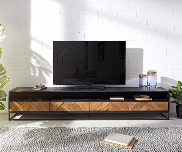 TV stolík Famke 240 cm mango teak 2 priehradky 4 zásuvky - Image 2