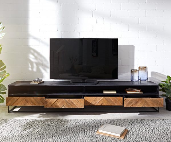 TV stolík Famke 240 cm mango teak 2 priehradky 4 zásuvky - Image 4