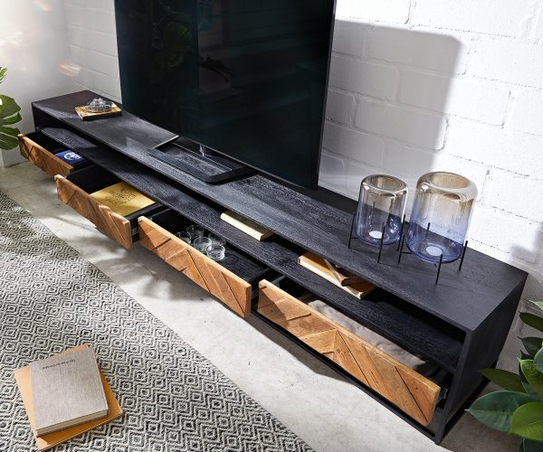 TV stolík Famke 240 cm mango teak 2 priehradky 4 zásuvky - Image 5