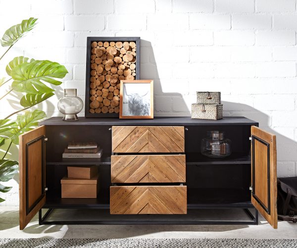 Komoda Famke 145 cm mango teak 2 dvierka 3 zásuvky - Image 4