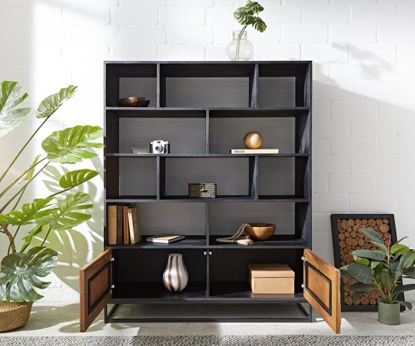 Skriňa Famke 120 cm mango teak 10 priehradiek 2 dvierka - Image 4