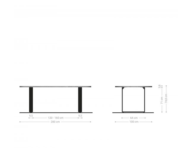 Jedálenský stôl Edge Oval 200x100cm mango hnedá úzka nerezová oceľ - Image 6