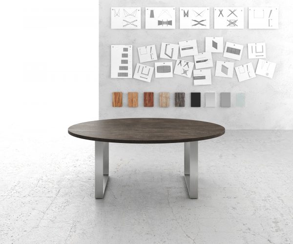 Jedálenský stôl Edge Oval 200x100cm mango hnedá úzka nerezová oceľ - Image 2