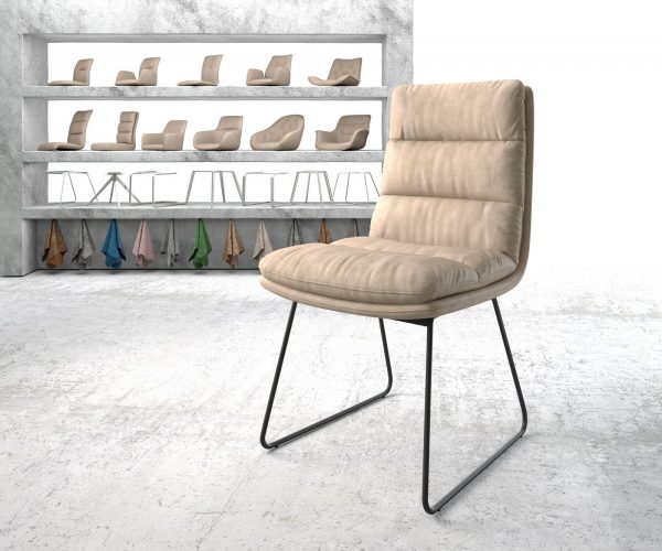 Jídelní židle Abelia-Flex Béžová Vintage Skid Rám Černá
