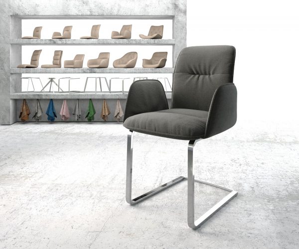 Otočná židle Vinja-Flex Textured Fabric Anthracite Cantilever Flat Chrome