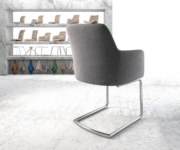 Křeslo Greg-Flex Světle Šedá Structure Cantilever Chair Round Chrom-plated - Image 3
