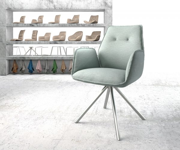 Otočná židle Zoa-Flex s područkami Stripes Mint Křížová základna kulatá nerezová ocel otočná o 180°