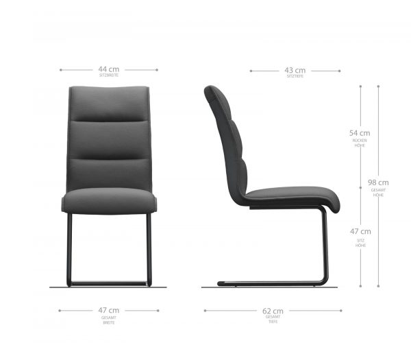 Jídelní židle Xantus-Flex Černá Pravá Kůže Cantilever Round Nerezová Ocel - Image 5