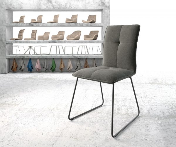 Jídelní židle Maddy-Flex Texturovaná tkanina Anthracite Skid Frame Black