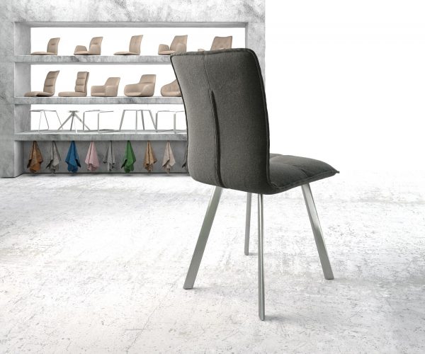 Jídelní židle Maddy-Flex Textured Fabric Anthracite 4-nohý ovál z nerezové oceli - Image 3