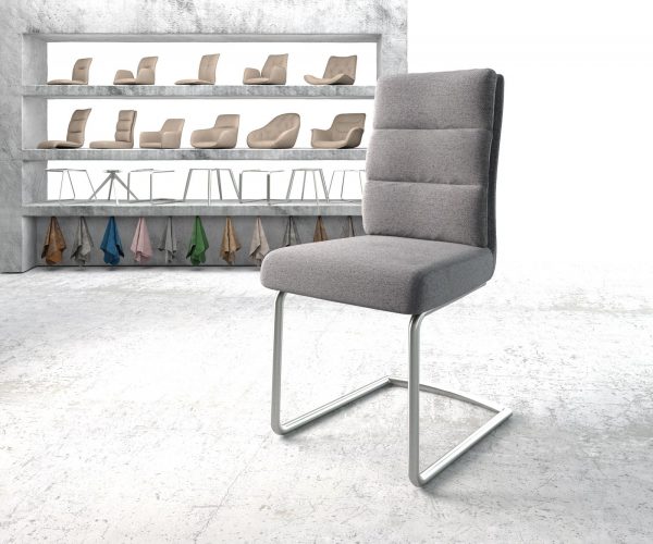 Pela-Flex Swing Chair Light Grey Textured Fabric Cantilever Chair Round Nerezové kapesní pružiny