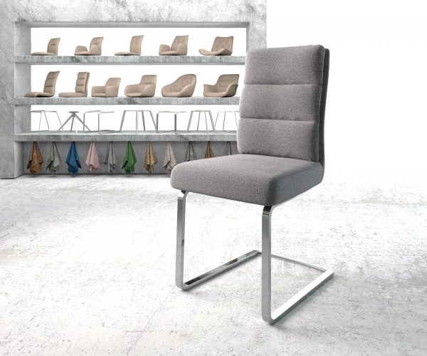 Houpací židle Pela-Flex Light Grey Textured Fabric Cantilever Flat Chrome Pocket Springs