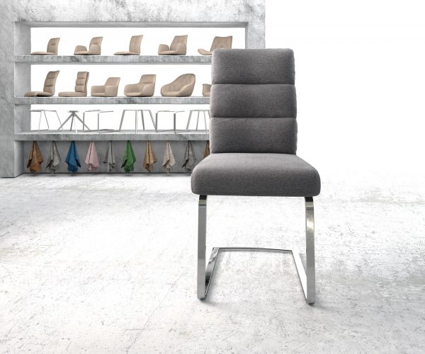 Houpací židle Pela-Flex Light Grey Textured Fabric Cantilever Flat Chrome Pocket Springs - Image 2