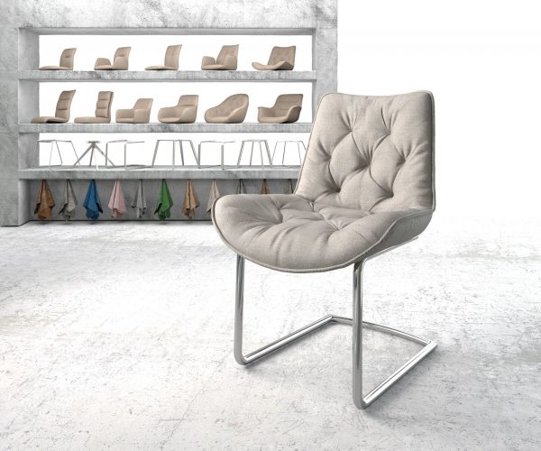Houpací židle Taimi-Flex Stripes Light Grey Cantilever Chair Round Chrome