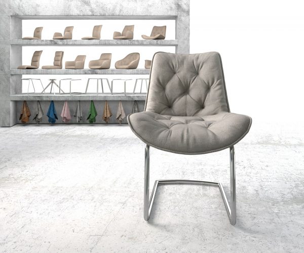 Houpací židle Taimi-Flex Stripes Light Grey Cantilever Chair Round Chrome - Image 2