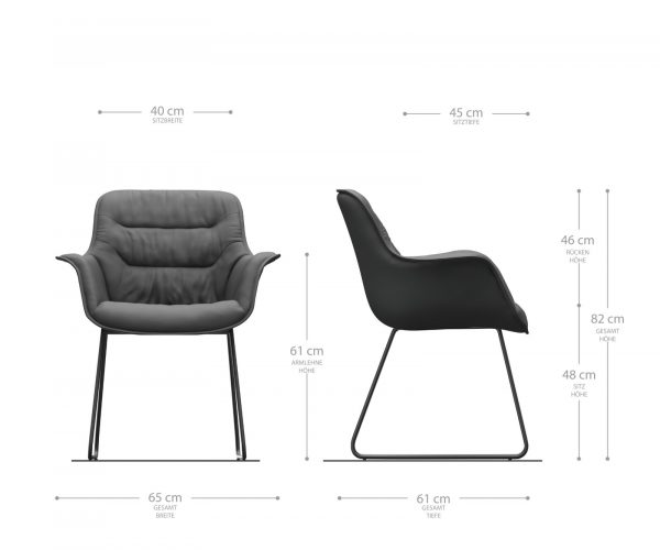 Jídelní židle Kaira-Flex Texturovaná tkanina Antracit Skid Frame Black - Image 5