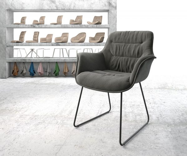 Jídelní židle Kaira-Flex Texturovaná tkanina Antracit Skid Frame Black