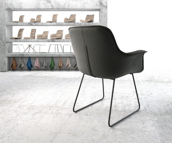 Jídelní židle Kaira-Flex Texturovaná tkanina Antracit Skid Frame Black - Image 3