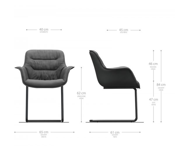 Otočná židle Kaira-Flex Textured Fabric Anthracite Cantilever Round Black - Image 5