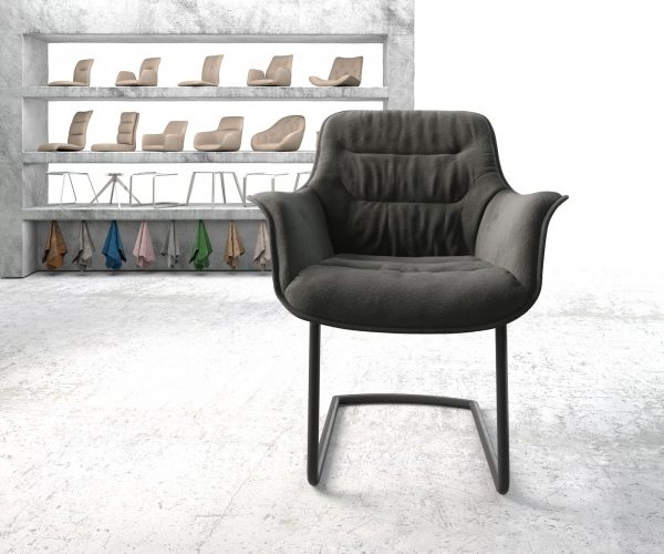 Otočná židle Kaira-Flex Textured Fabric Anthracite Cantilever Round Black - Image 2
