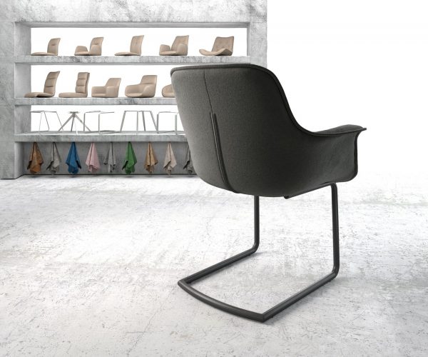 Otočná židle Kaira-Flex Textured Fabric Anthracite Cantilever Round Black - Image 3