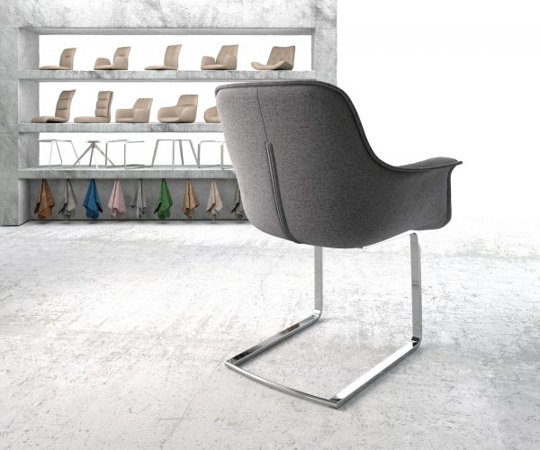 Otočná židle Kaira-Flex Textured Fabric Light Grey Cantilever Flat Chrome - Image 3