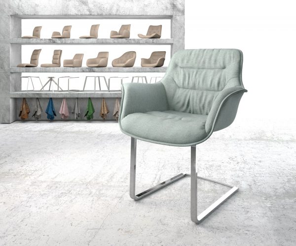 Otočná židle Kaira-Flex Stripes Mint Cantilever Flat Chrome