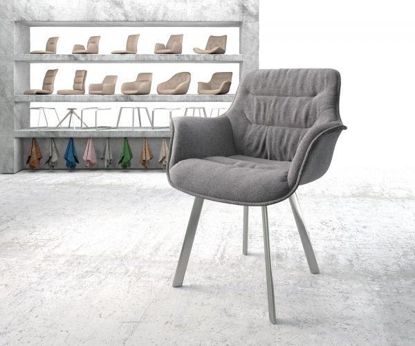 Jídelní židle Kaira-Flex Textured Fabric Light Grey 4-nohá oválná nerezová ocel