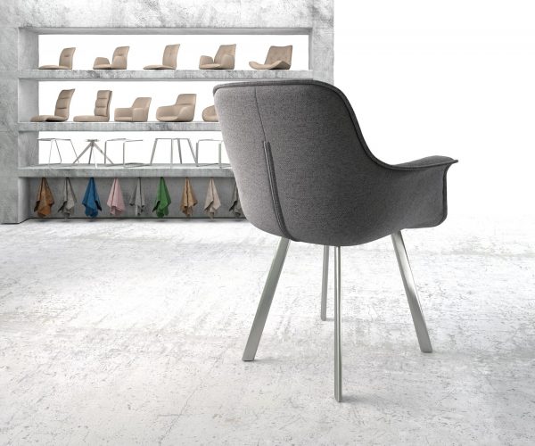 Jídelní židle Kaira-Flex Textured Fabric Light Grey 4-nohá oválná nerezová ocel - Image 3