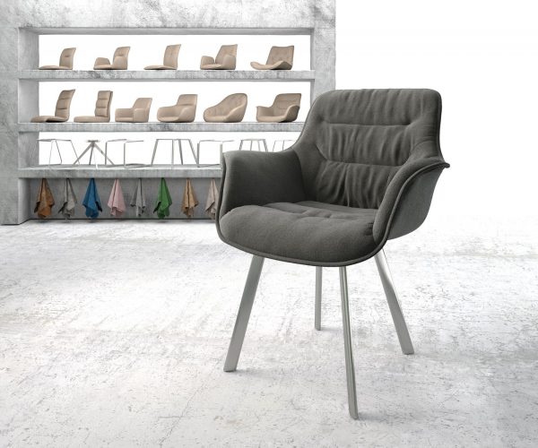 Jídelní židle Kaira-Flex Textured Fabric Anthracite 4-nohý ovál z nerezové oceli