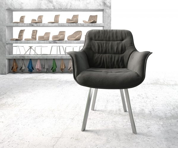 Jídelní židle Kaira-Flex Textured Fabric Anthracite 4-nohý ovál z nerezové oceli - Image 2