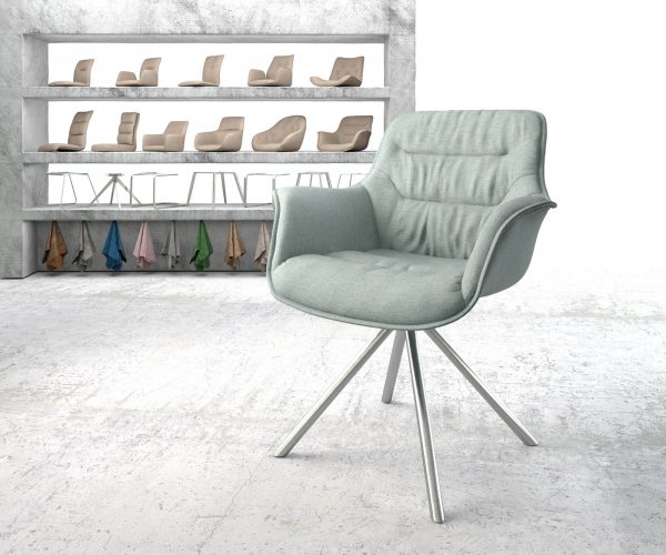 Otočná židle Kaira-Flex Stripes Mint Cross Frame Round Stainless Steel 180° Swivel