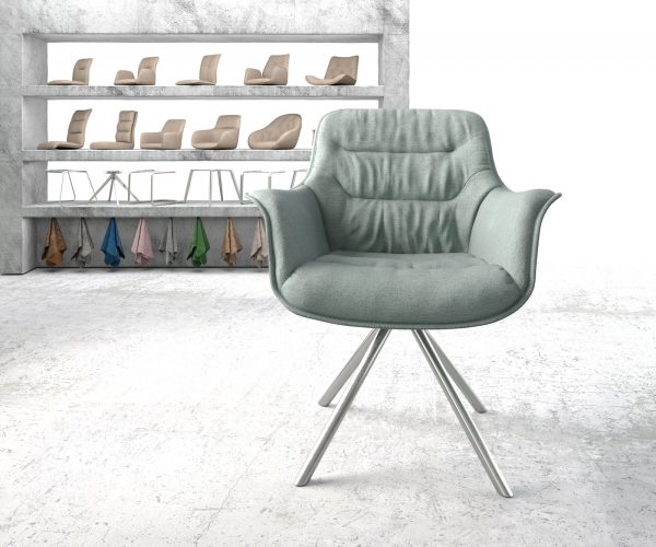 Otočná židle Kaira-Flex Stripes Mint Cross Frame Round Stainless Steel 180° Swivel - Image 2