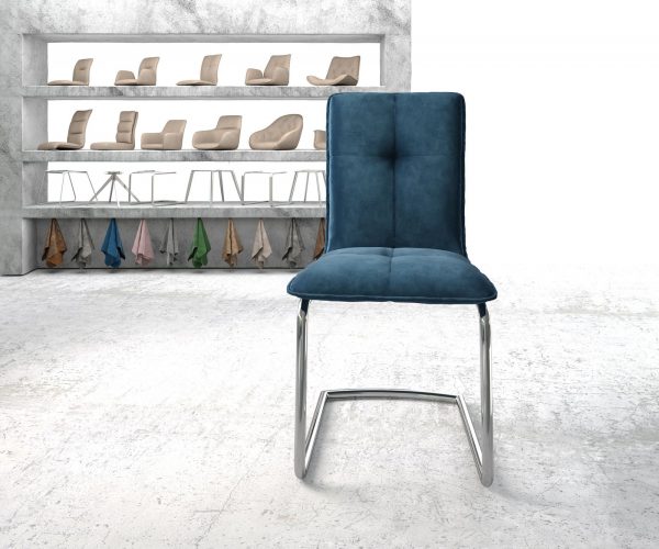 Otočná židle Maddy-Flex Velvet Blue Cantilever Round Chrome - Image 2
