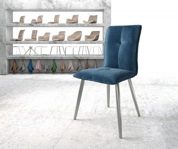 Jídelní židle Maddy-Flex Velvet Blue 4-nohá kónická nerezová ocel