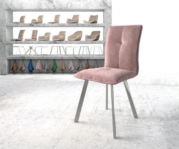 Jídelní židle Maddy-Flex Velvet Rosé 4-nohá oválná nerezová ocel