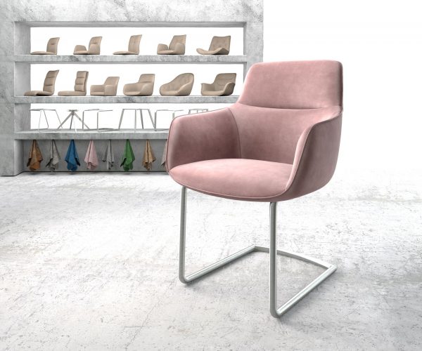 Jídelní židle Pejo-Flex Rosé Samet Cantilever Round z nerezové oceli