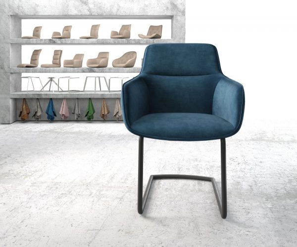 Jídelní židle Pejo-Flex Modrá Samet Cantilever Round Černá - Image 2