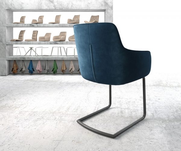 Jídelní židle Pejo-Flex Modrá Samet Cantilever Round Černá - Image 3
