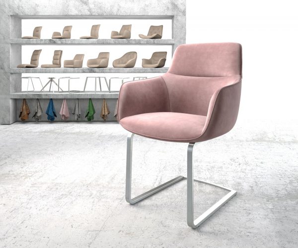 Jídelní židle Pejo-Flex Rosé velvet cantilever flat z nerezové oceli