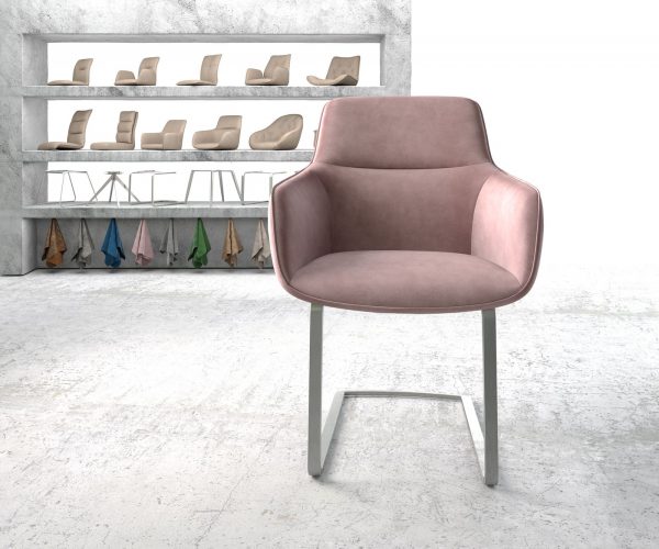 Jídelní židle Pejo-Flex Rosé velvet cantilever flat z nerezové oceli - Image 2
