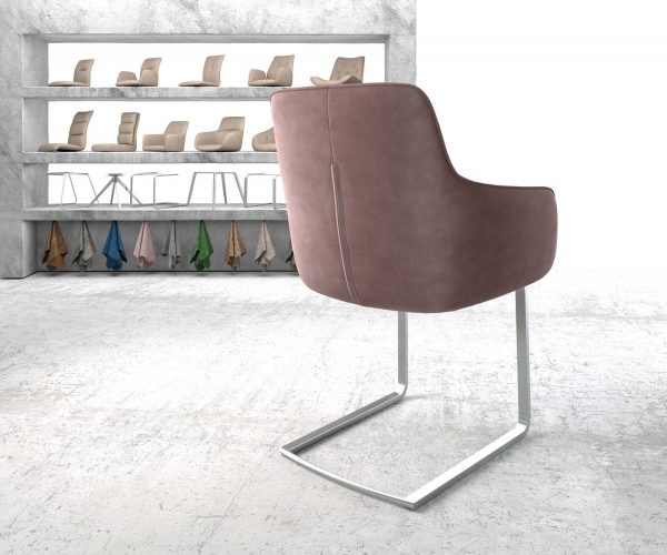Jídelní židle Pejo-Flex Rosé velvet cantilever flat z nerezové oceli - Image 3