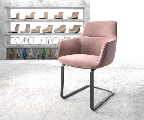 Jedálenská stolička Pejo-Flex pink velvet cantilever base flat black