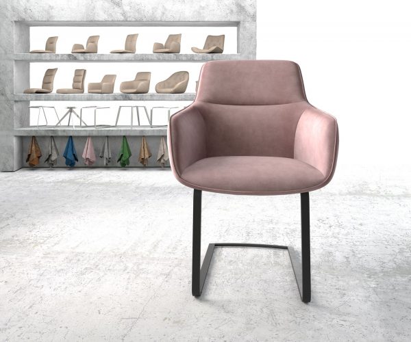 Jedálenská stolička Pejo-Flex pink velvet cantilever base flat black - Image 2
