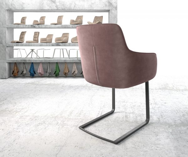 Jedálenská stolička Pejo-Flex pink velvet cantilever base flat black - Image 3